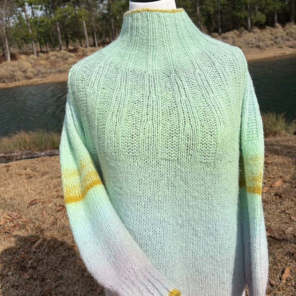 Anthropologie Perri Ombre Tunic Pullover in Mint S Small sweater